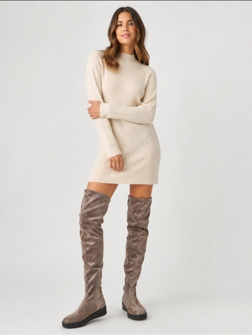 FitFlop Over the Knee Suede Boots Brown Taupe US 10 Comfort Sole